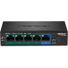 TRENDnet, TPE-TG52, Commutateur Gigabit PoE + 5 Ports, Budget d'alimentation PoE 32 W, capacité de Commutation 10 Gbit/s, QoS IE