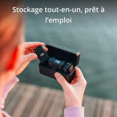 DJI Mic (2 TX + 1 RX + Boîtier recharge) - Compact et Portable micros Lavalier sans Fil à Enregistrement à Double Canal, Transmi