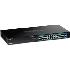 TRENDnet, TPE-TG262, Commutateur PoE+ Gigabit 26 Ports, 24 Ports PoE+ 30 W, 2 emplacements SFP Gigabit, Budget PoE 380 W, capaci