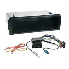 Sound-way Kit Montage Autoradio, Cadre Façade 1 DIN avec Supports de Montage, Cable Adaptateur Connecteur ISO, Adaptateur Antenn