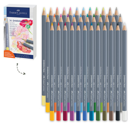 FABER-CASTELL 114639 - Crayon aquarelle Aqua Goldfaber, mine 3,3 mm, 36 pièces dans un coffret cadeau