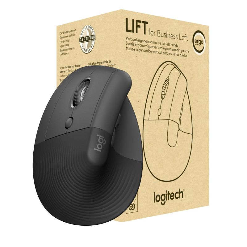 Logitech Lift for Business Gauche, Souris Ergonomique Verticale pour Main Gauche, sans Fil, Bluetooth ou Logi Bolt USB sécurisé, Logitech Lift for Business Gauche, Souris Ergonomique Verticale pour Main Gauche, sans Fil, Bluetooth ou Logi Bolt USB sécurisé,