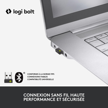 Logitech Lift for Business Gauche, Souris Ergonomique Verticale pour Main Gauche, sans Fil, Bluetooth ou Logi Bolt USB sécurisé,