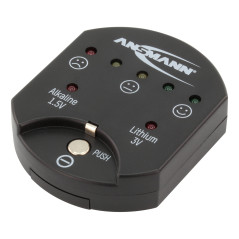 ANSMANN Testeur de piles boutons (1 pce) – Testeur piles plates alcalines 1,5V et lithium 3V – Testeur de capacité des piles de