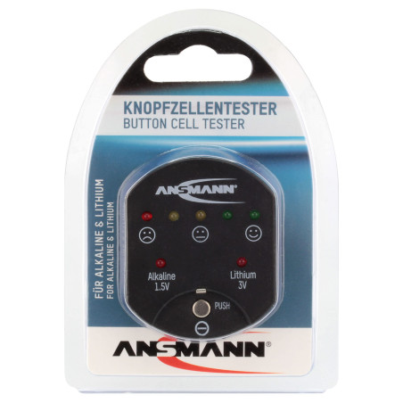 ANSMANN Testeur de piles boutons (1 pce) – Testeur piles plates alcalines 1,5V et lithium 3V – Testeur de capacité des piles de