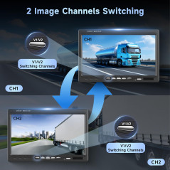 Caméra arrière 7 Pouces avec 2 caméras arrière, Podofo Kit caméra arrière 18 LED IR Vision Nocturne IP68 Caméra de recul étanche