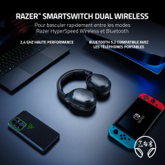 Razer Barracuda X - Casque Gaming sans Fil Multiplateforme (SmartSwitch Dual sans Fil, Design Ergonomique, TriForce 40mm, Microp