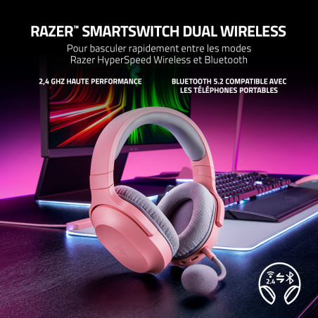 Razer Barracuda X - Casque Gaming sans Fil Multiplateforme (SmartSwitch Dual sans Fil, Design Ergonomique, Triforce 40mm, Microp