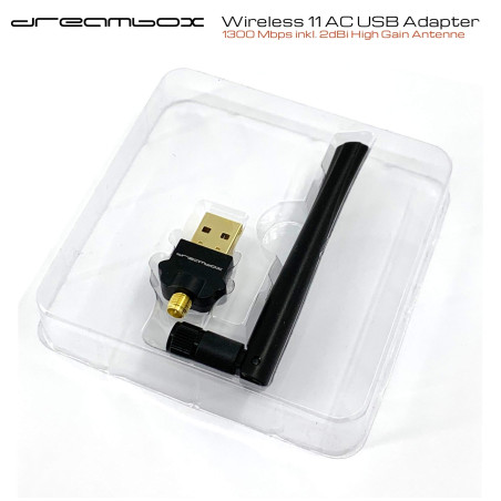 Dreambox Adaptateur USB 2.0 sans fil Dual Band 1300 Mbps avec antenne