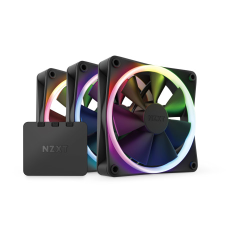 NZXT F120 Ventilateur RGB - RF-R12TF-B1 - Personnalisation avancée de l'éclairage - Refroidissement silencieux - Pack Triple (co