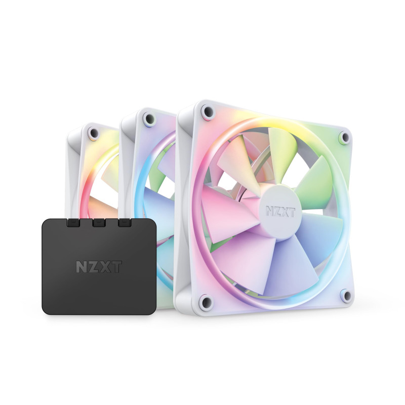 NZXT F120 Ventilateur RGB - RF-R12TF-W1 - Personnalisation avancée de l'éclairage - Refroidissement silencieux - Pack Triple (co