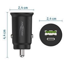 Ansmann InCar Charger CC230PD 1000-0029 Caricatore USB Automobile, Camion Corrente di Uscita Max. 3000 mA 2 x Presa A U