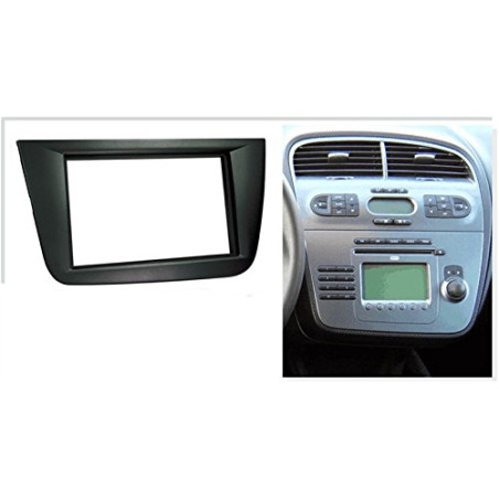 KIT Montage autoradio Façade Cadre de Radio 2 DIN Seat Leon 2005-2010 Gris