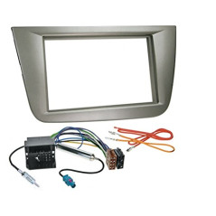 KIT Montage autoradio Façade Cadre de Radio 2 DIN Seat Leon 2005-2010 Gris