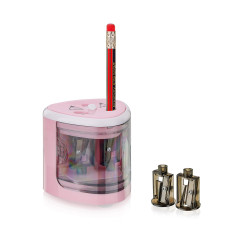Peach PO102 Taille-crayon électrique universel avec pièces de rechange pour crayons de couleur, eye-liner et crayons de cire Ros