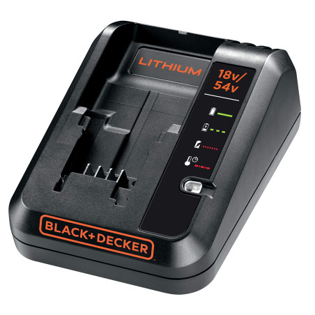 BLACK+DECKER BDC2A-QW Chargeur pour batterie lithium-ion 18 V/54 V, Noir