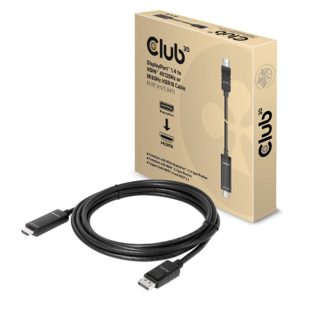 CLUB3D CAC-1087 Câble DisplayPort 1.4 vers HDMI 4K120Hz ou 8K60Hz HDR10 3m M/M