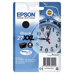 Epson 27XXL Réveil Noir, Cartouche d'encre d'origine XXL Très Haute capacité, WF-3620DWF WF-3640DTWF WF-7110DTW WF-7210DTW WF-77