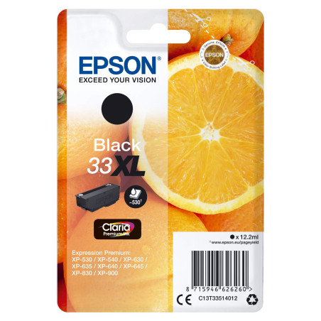 Epson 33XL Orange Noir, Cartouche d'encre d'origine XL Haute capacité, XP-530 XP-540 XP-630 XP-635 XP-640 XP-645 XP-830 XP-900 X