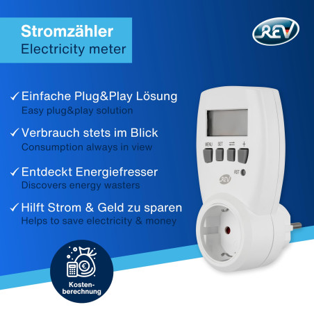 REV App. de Mesure numérique Compact des coûts d'énergie,blan