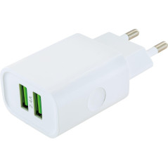 Schwaiger Adaptateur de Charge 230 V - 2 Ports USB 2,4 A - Blanc
