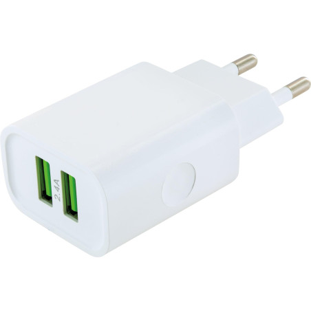 Schwaiger Adaptateur de Charge 230 V - 2 Ports USB 2,4 A - Blanc