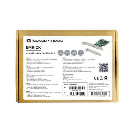Conceptronic 2 Ports USB 3.2 Gen 2 Type-C PCIE