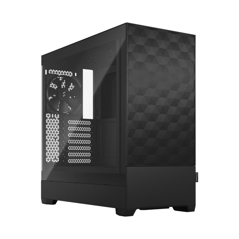 Fractal Design Pop Air Black - Tempered Glass Clear Tint - Honeycomb Mesh Front – TG Side Panel - Three 120 mm Aspect 12 Fans In Fractal Design Pop Air Black - Tempered Glass Clear Tint - Honeycomb Mesh Front – TG Side Panel - Three 120 mm Aspect 12 Fans In