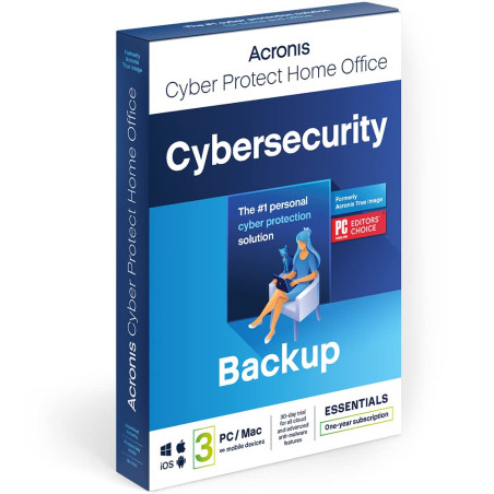Acronis Cyber Protect Home Office 2023 | Essentials | 3 PC/Mac | 1 An | Windows/Mac/Android/iOS | Sauvegarde | Code d’activation