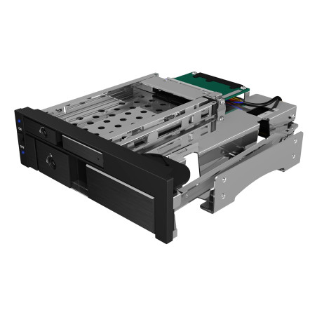 ICY BOX IB-173SSK Cadre Amovible pour disques durs 2,5" et 1 Disque Dur 3,5" (SATA/SAS) en Baie de 5,25" Sata III (6 Gbit/s) pou