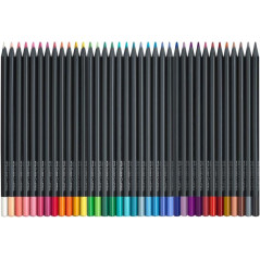 Faber-Castell 116436 Black Edition Boîte de 36 Crayons de Couleur Vibrants, Résistants à la Rupture et Prise en Main Ergonomique