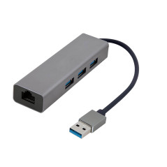 Gembird Adaptateur réseau Gigabit USB AM avec hub USB 3.0 à 3 Ports et Chargeur Rapide GaN 67W