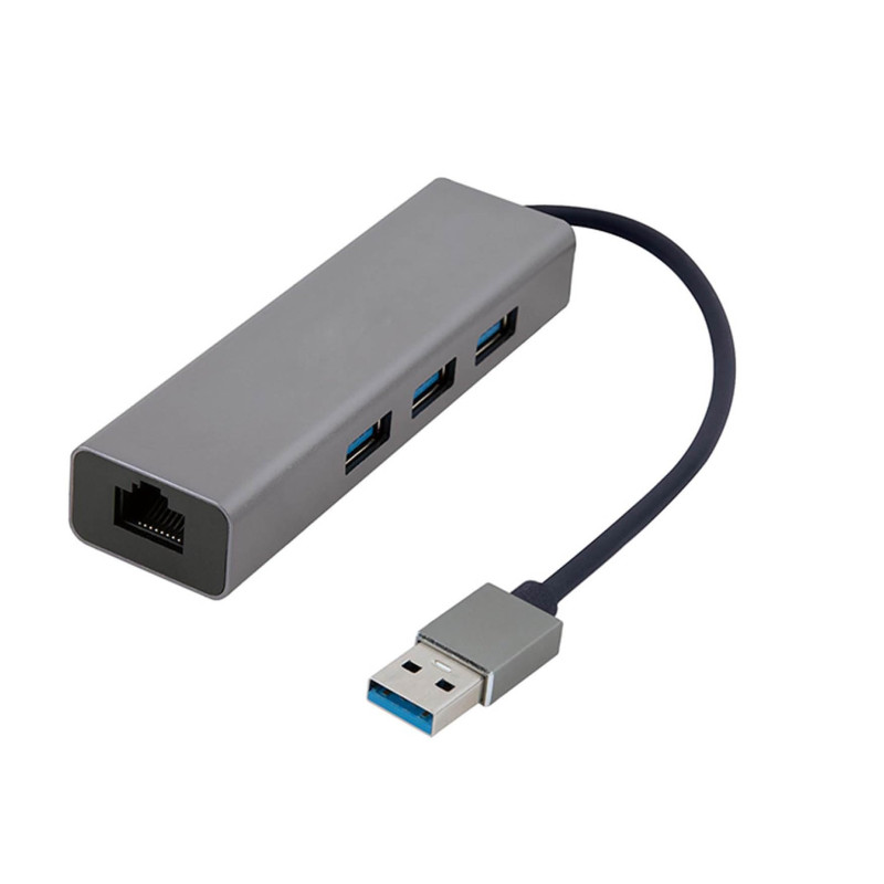 Gembird Adaptateur réseau Gigabit USB AM avec hub USB 3.0 à 3 Ports et Chargeur Rapide GaN 67W