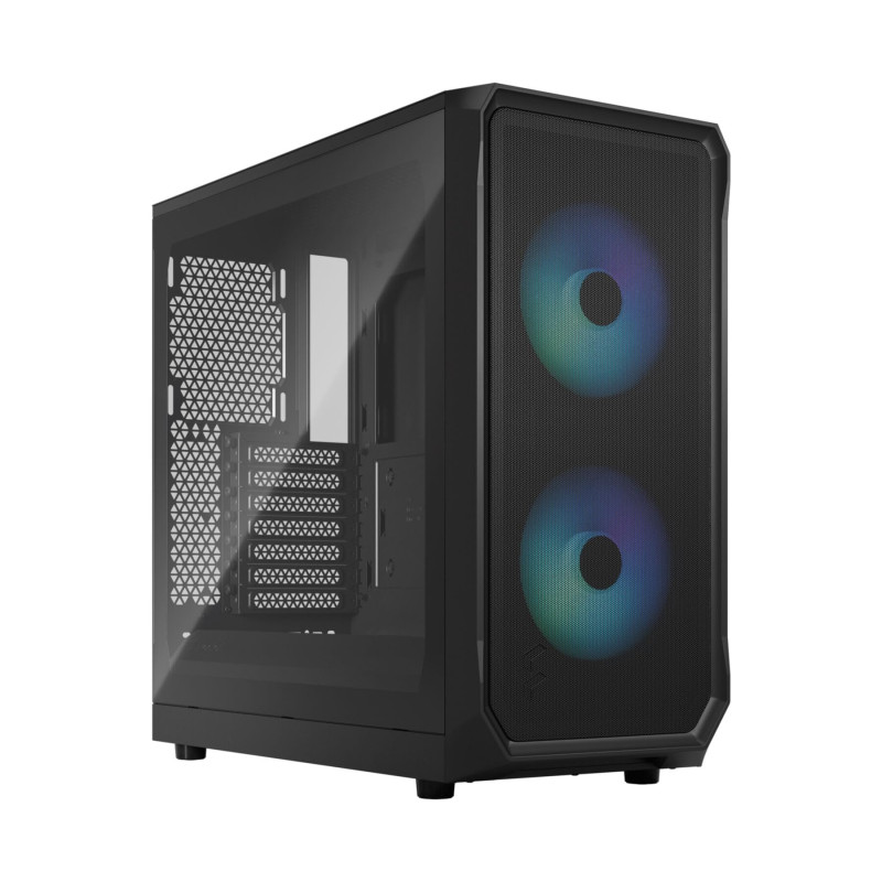 Fractal Design Focus 2 RGB Black - Tempered Glass Clear Tint - Mesh Front – Two 140 mm RGB Aspect Fans Included - ATX Gaming Cas Fractal Design Focus 2 RGB Black - Tempered Glass Clear Tint - Mesh Front – Two 140 mm RGB Aspect Fans Included - ATX Gaming Cas
