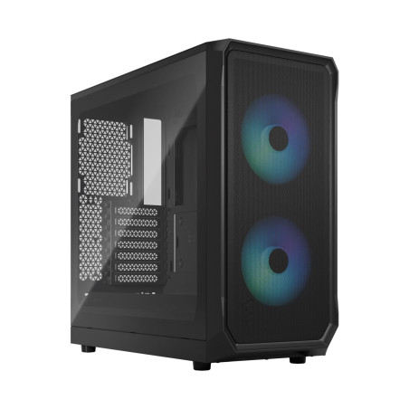 Fractal Design Focus 2 RGB Black - Tempered Glass Clear Tint - Mesh Front – Two 140 mm RGB Aspect Fans Included - ATX Gaming Cas