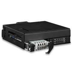 ICY Dock ToughArmor MB105VP-B Lot de 2 boîtiers U.2 / U.3 NVMe PCIe 4.0 64 Gbps SSD (jusqu'à 15 mm) vers 1 boîtier SlimSAS 8i (S