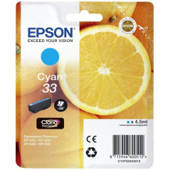 Epson 33 Orange Cyan, Cartouche d'encre d'origine, XP-530, XP-540, XP-630, XP-635, XP-640, XP-645, XP-830, XP-900, XP-7100