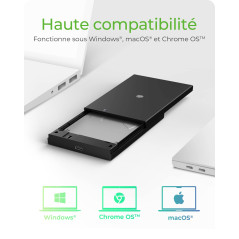 ICY BOX Boîtier USB-C pour disque dur 2, 5 pouces SSD/HDD avec USB 3.0 (5 Gbit/s), Boîtier SATA externe, sans outil, SSD jusqu'à