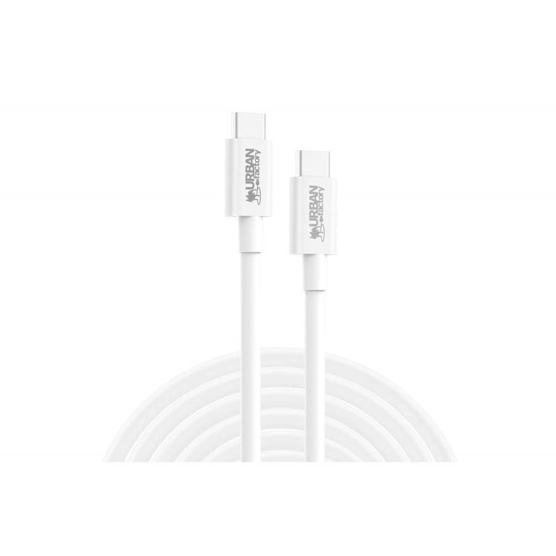 Urban Factory Câble USB-C vers USB-C, Blanc, 2M
