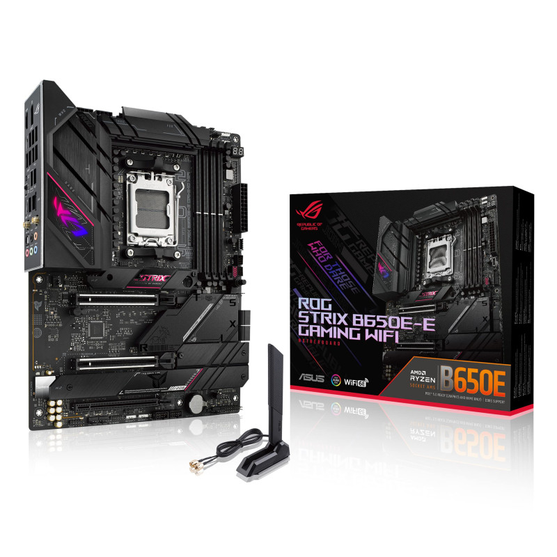 ASUS ROG STRIX B650E-E GAMING – Carte mère AMD Ryzen AM5 ATX (16+2 phases d'alimentation, DDR5, 4 x M.2, PCIe 5.0, WiFi 6E, 2.5G