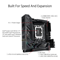 ASUS ROG Strix Z790-I Gaming WiFi – Carte mère Gaming Intel LGA 1700 Mini-ITX (PCIe 5.0, DDR5, 10+1 DrMOS, 2 x M.2, WiFi 6E, Thu