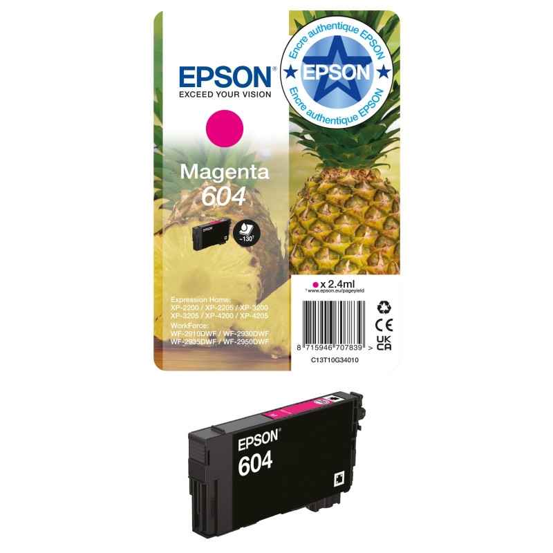 Epson 604 Pineapple, Genuine Magenta Ink Cartridge Epson 604 Pineapple, Genuine Magenta Ink Cartridge