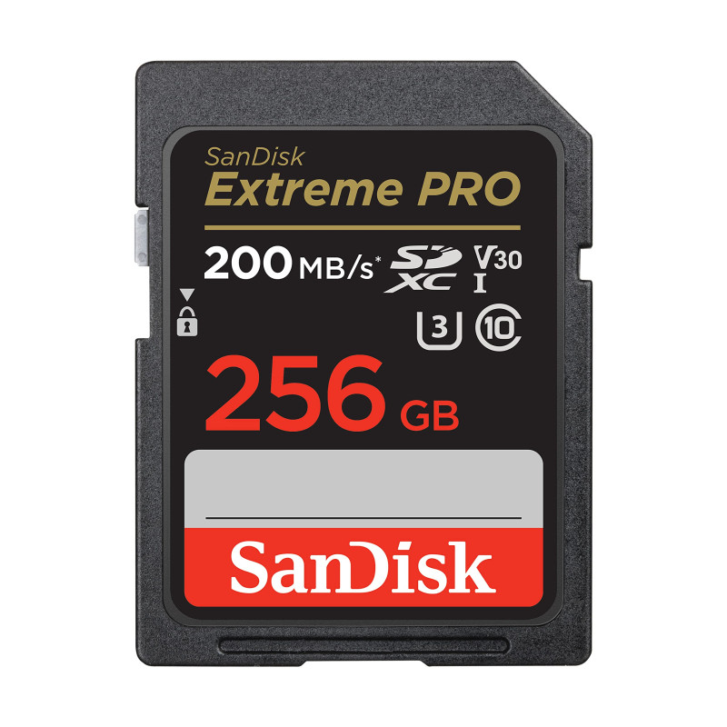 SanDisk Extreme PRO Carte SDXC 256 Go (Carte SD V30, Vitesse de Transfert jusqu'à 200 Mo/s, UHS-I, 4K UHD Videos, RescuePRO Delu SanDisk Extreme PRO Carte SDXC 256 Go (Carte SD V30, Vitesse de Transfert jusqu'à 200 Mo/s, UHS-I, 4K UHD Videos, RescuePRO Delu