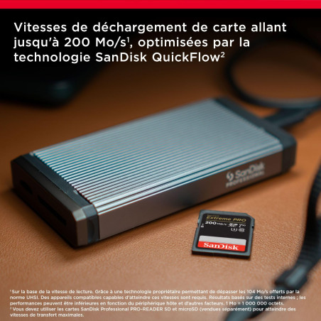 SanDisk Extreme PRO Carte SDXC 256 Go (Carte SD V30, Vitesse de Transfert jusqu'à 200 Mo/s, UHS-I, 4K UHD Videos, RescuePRO Delu