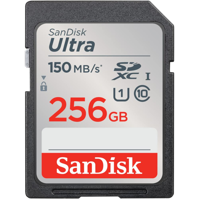 SanDisk 256 Go Ultra SDXC Carte, avec jusqu'à 150 Mo/s, homologuée A1, UHS-I carte, Classe 10, U1 SanDisk 256 Go Ultra SDXC Carte, avec jusqu'à 150 Mo/s, homologuée A1, UHS-I carte, Classe 10, U1