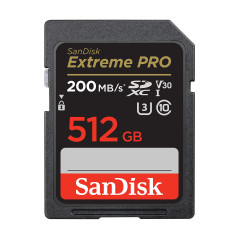 SanDisk Extreme PRO Carte SDXC 512 Go (Carte SD V30, Vitesse de Transfert jusqu'à 200 Mo/s, UHS-I, 4K UHD Videos, RescuePRO Delu