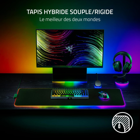 Razer Strider Chroma XXL - Tapis de Souris Hybride avec Fond et Dessus Souples pour des balayages Doux (optimisé pour Les capteu