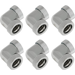Raijintek Anschluss PELIAS D160906, 16mm, 90 Grad Adapter - 6er-Pack, Silber