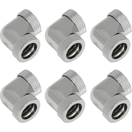 Raijintek Anschluss PELIAS D160906, 16mm, 90 Grad Adapter - 6er-Pack, Silber
