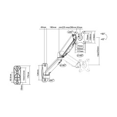 DIGITUS Support Mural pour écran avec vérin à gaz et Bras pivotant - pour écrans 15-32" - Charge Max. 9 kg - VESA 75x75 & 100x10